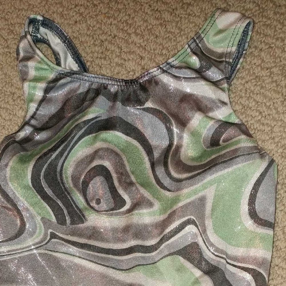 Girls Swirl Foil Dance Gymnastics Leotard GK